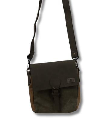 Vintage Haki Kanvas Postacı Çanta