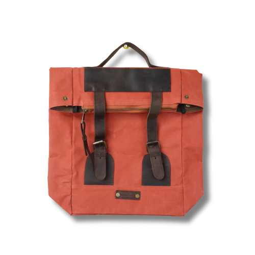 Kiremit Kanvas Deri Tokalı Sırt Çantası – Modern Retro