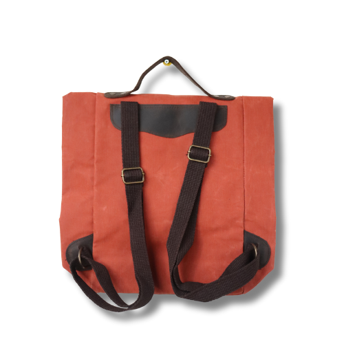 Kiremit Kanvas Deri Tokalı Sırt Çantası – Modern Retro