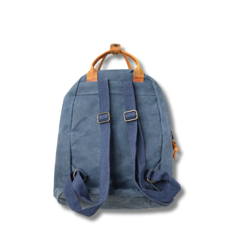 Lacivert Deri Kapaklı Kanvas Sırt Çantası – Şehir & Seyahat
