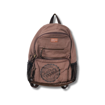 Kahverengi Vintage Baskılı Sırt Çantası – Günlük Kullanım