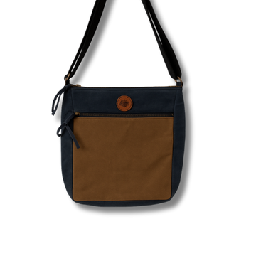 Lacivert-Kahverengi Kanvas Çapraz Çanta – Minimal Tarz