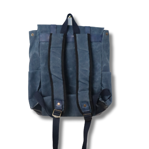 Mavi Kanvas Çift Tokalı Sırt Çantası – Günlük & Seyahat
