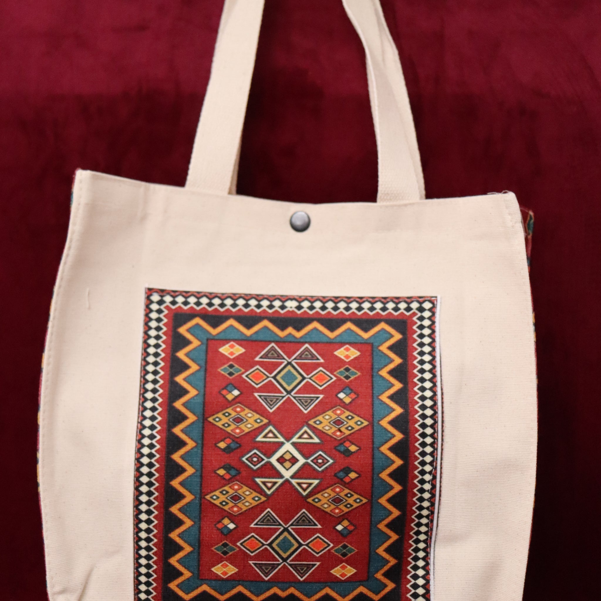 İran Halı Motif Canvas Çanta