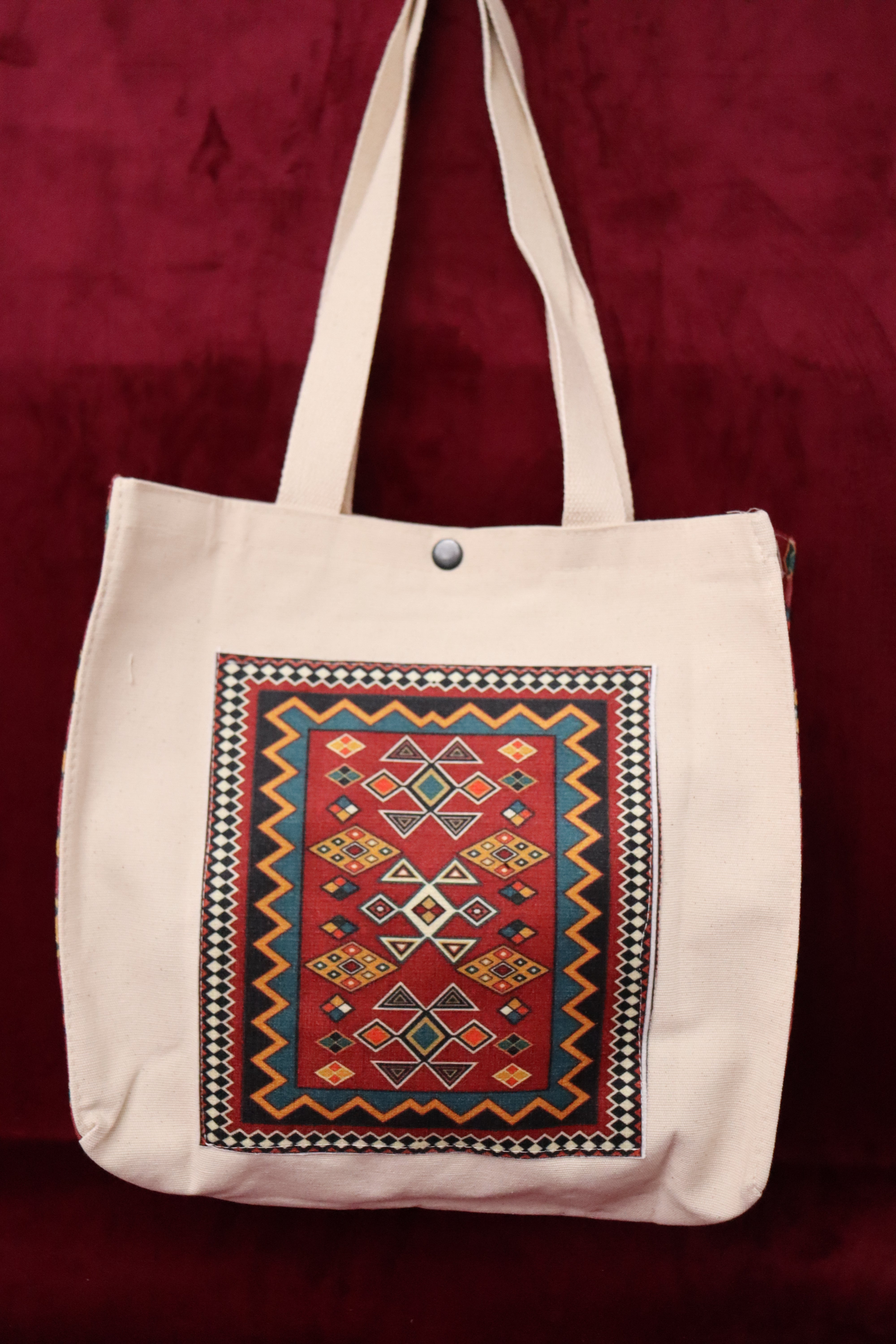 İran Halı Motif Canvas Çanta