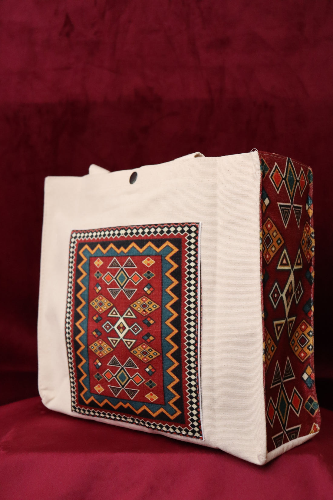 İran Halı Motif Canvas Çanta