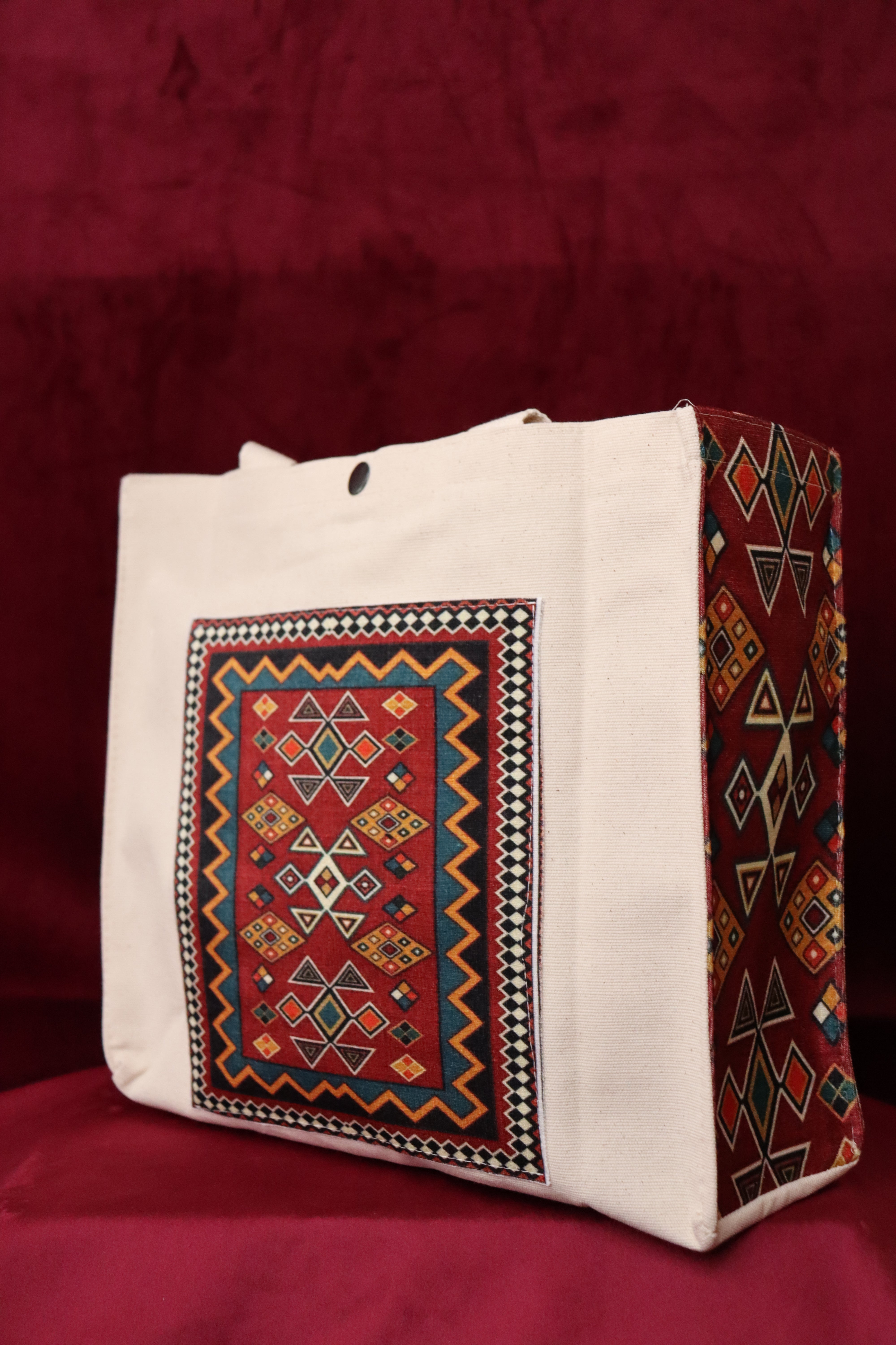 İran Halı Motif Canvas Çanta