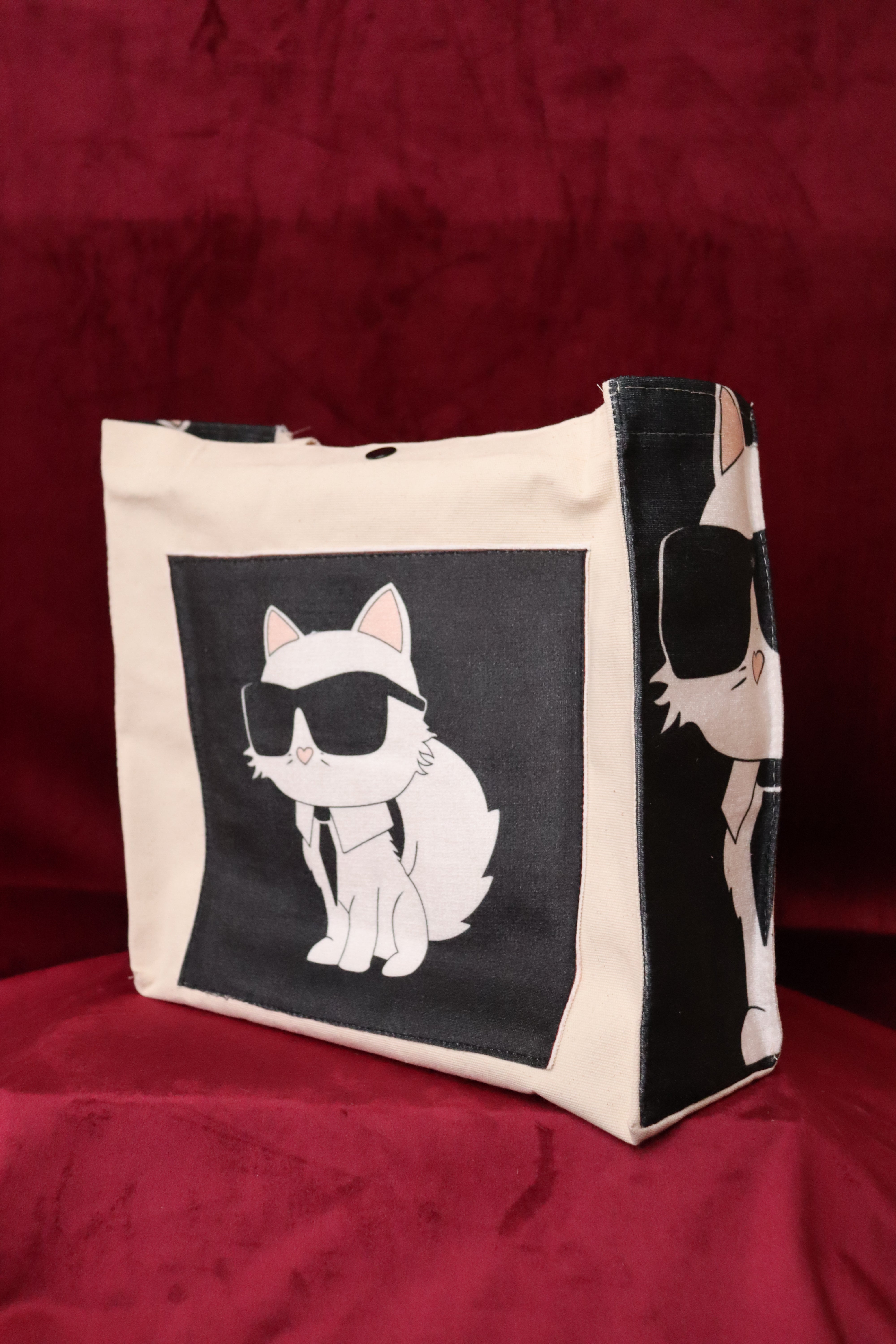 Kedi Motifli Canvas Çanta