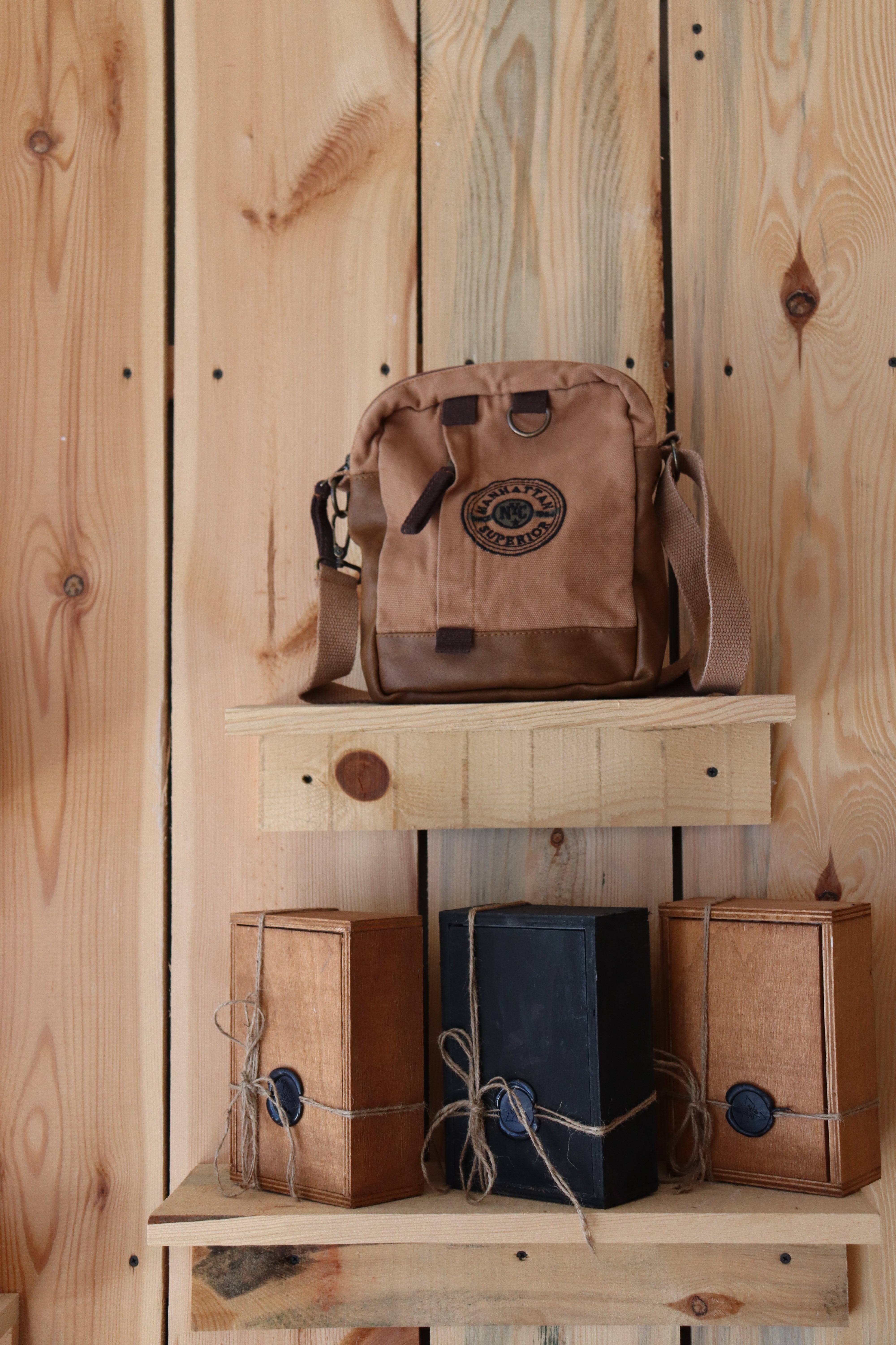 Kahverengi Kanvas Crossbody Çanta